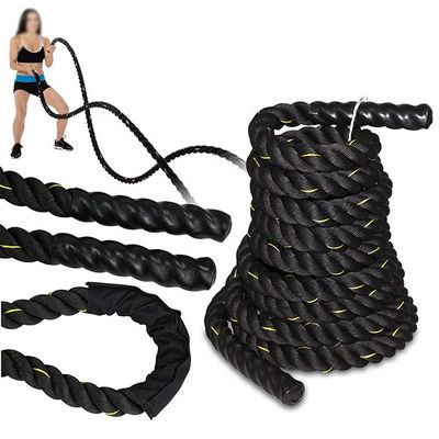 黒く黄色いポリエステル練習の適性の訓練の戦いは9つの12の15メートルをロープをかける